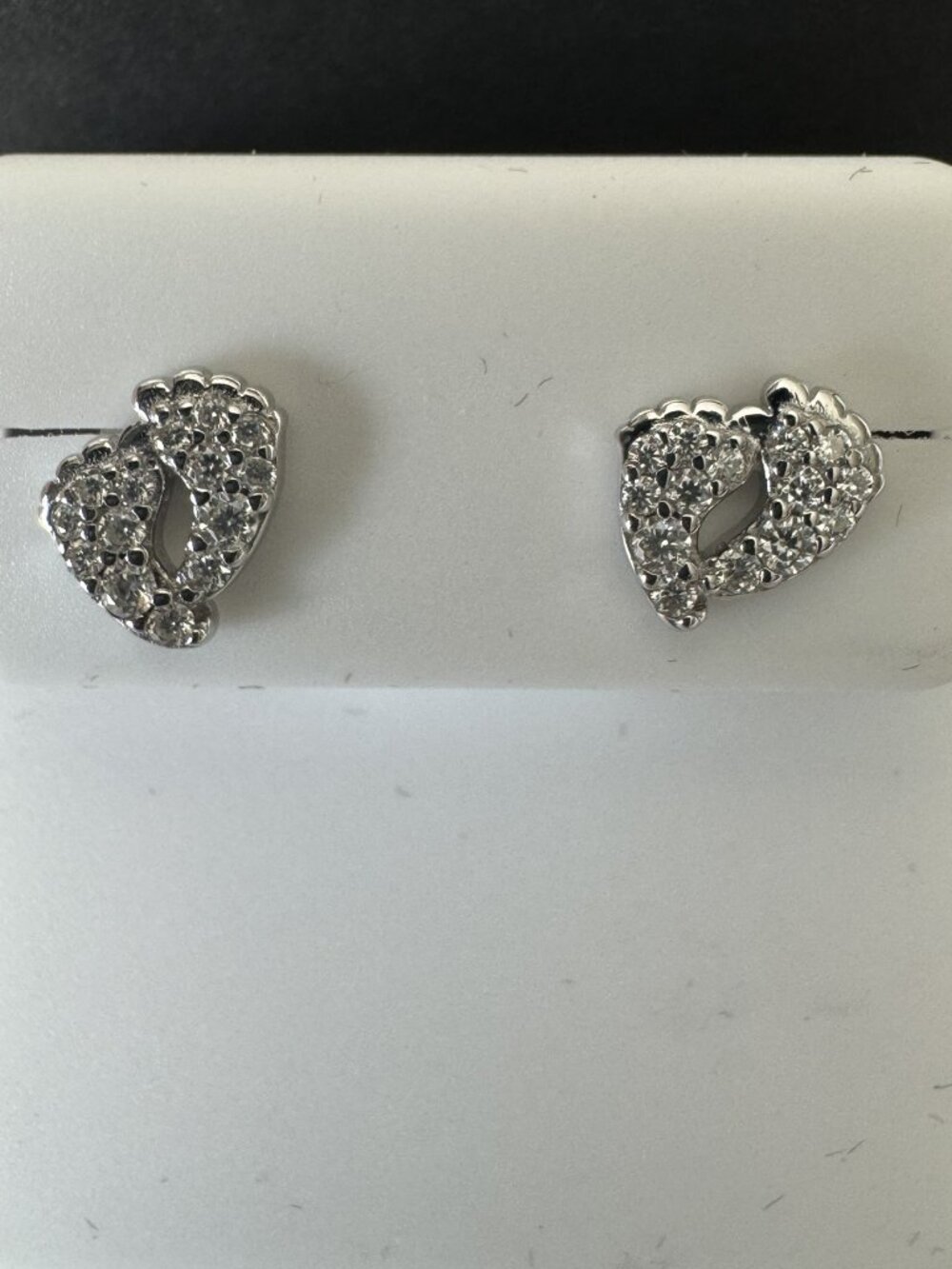 Tiny Feet Stud Earrings 925 Sterling Silver 0.75 CTW Moissanite